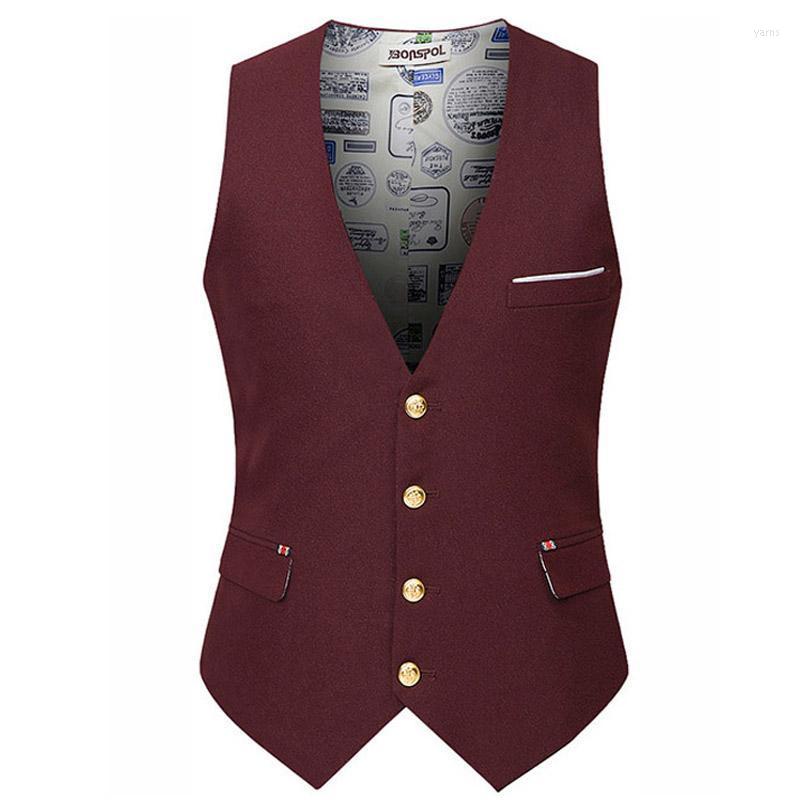 

Men' Vests Male Embroidered Suit Vest Men Fashion Metal Buttons Sleeveless Slim Dress Business Jacket Waistcoat Casual Coat, Black
