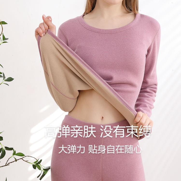 

Lamb Velvet Thickening And Thermal Underwear Womens Bottoming Autumn Clothes Heating Cotton Sweater Single Top, Purple