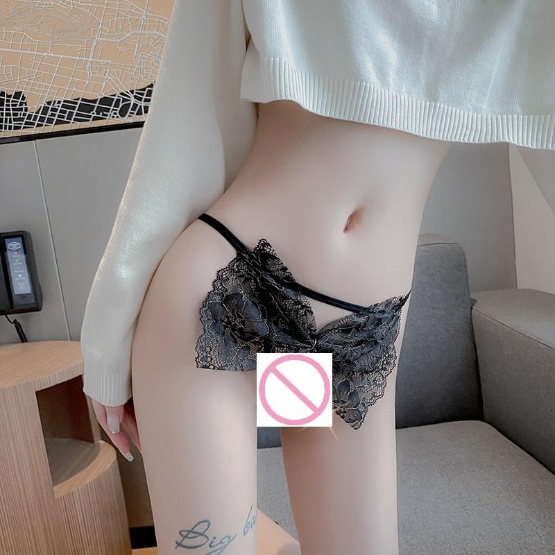 Women&#039;s Panties Women&#39;s Super Sexy Lace See-thruogh Panty Nude Open Crotch Hollow Out Underwear Lady Big Butterfly Bow Shape Thong For G-image-788535113