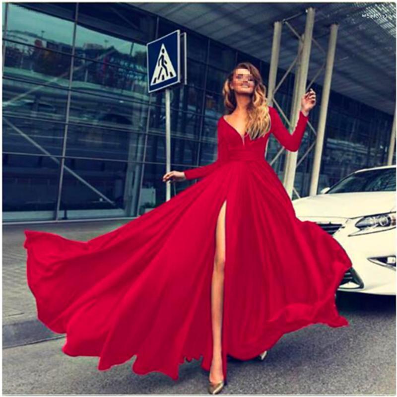 

Casual Dresses Sexy Deep V Long Sleeve Women' Dress, Black