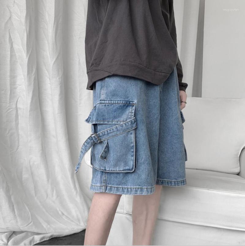 

Men's Shorts Luxury Designer Ribbon Denim Trend Loose Hong Kong Style Work Clothes Track Pants Male Harajuku Trouser Punk Famous, Multi