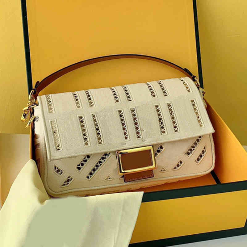 Evening bag Cutout Letter Print Shoulder Bags Women Baguette Handbag Leather Designer Crossbody Female Purses with Scarf 220412