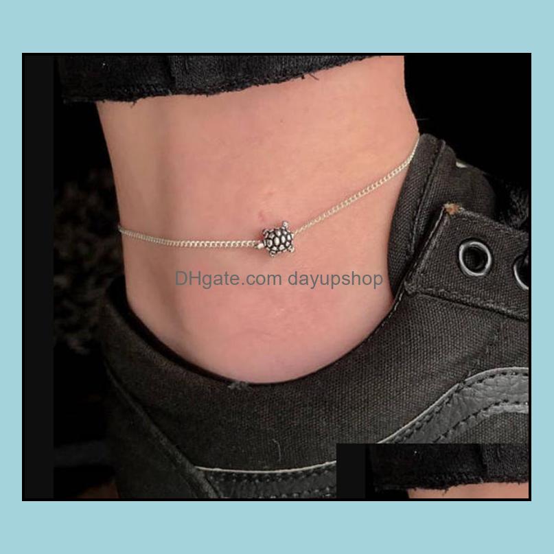 

Anklets Jewelry Vintage Simple Chain Sea Turtle Anklet For Women Bracelet Handmade Summer Retro Charm Sandals Drop Deli Dhri6