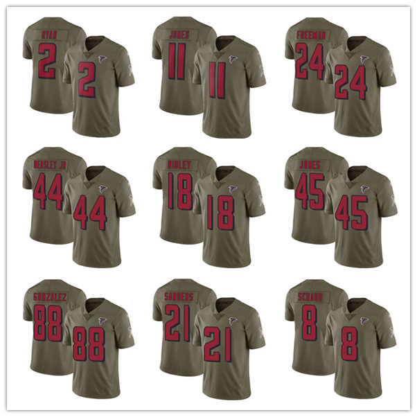 

Jersey Atlanta''Falcons''MEN WOMEN YOUTH Marcus Mariota Julio Jones Kyle Pitts Limited Football Olive 2017 Salute to Service