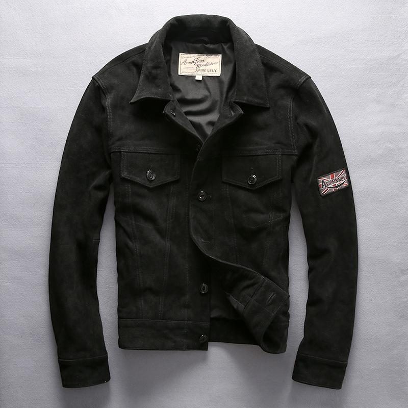 

Men's Leather & Faux Genuine 2022 Men Spring Autumn Single Breasted Coats Male Classic Vintage Casual Fashion Motorcycle Rider Jacket, Black