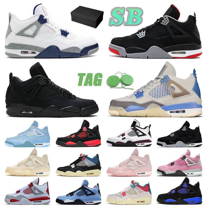 

Jumpman 4 4s IV Designer Basketball Shoes For Mens Womens Midnight Navy Retro Sb Bred Cactus Jack Military Black Cats Sports Sneakers Trainers With Box, 40-47 6 sb bred