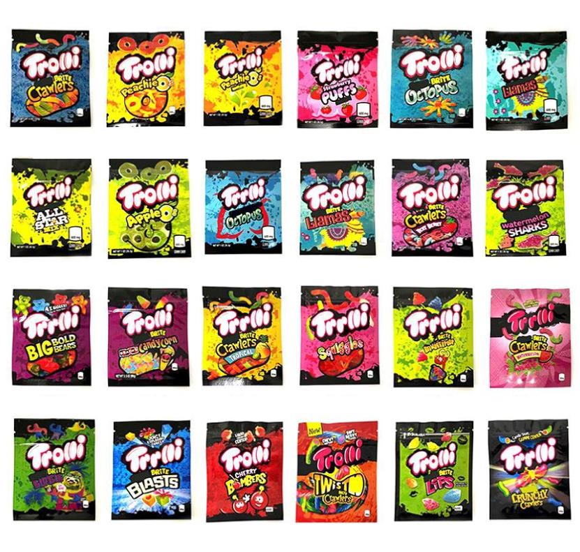 

Edible Gummy Bag 400 mg Errlli Trolli Trrlli Airhead Patch Bites Edibles So ur Can dy Jo lly Ran cher Ski ttles Sharks Packaging