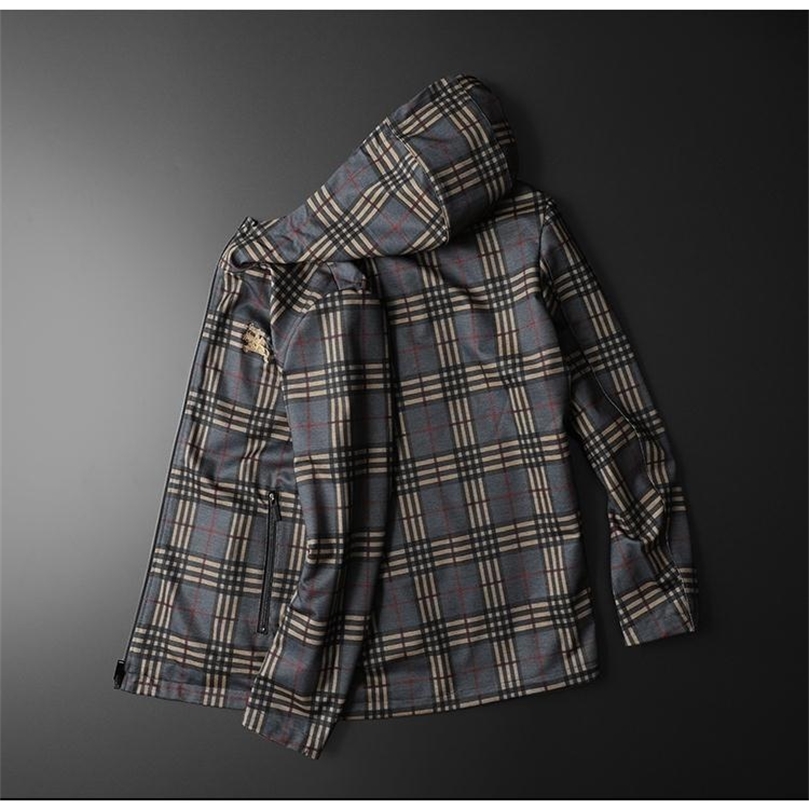 

Twosided plaid jacket men's autumn and winter classic trend fashion zipper hooded casual jacket 220811, Picture color