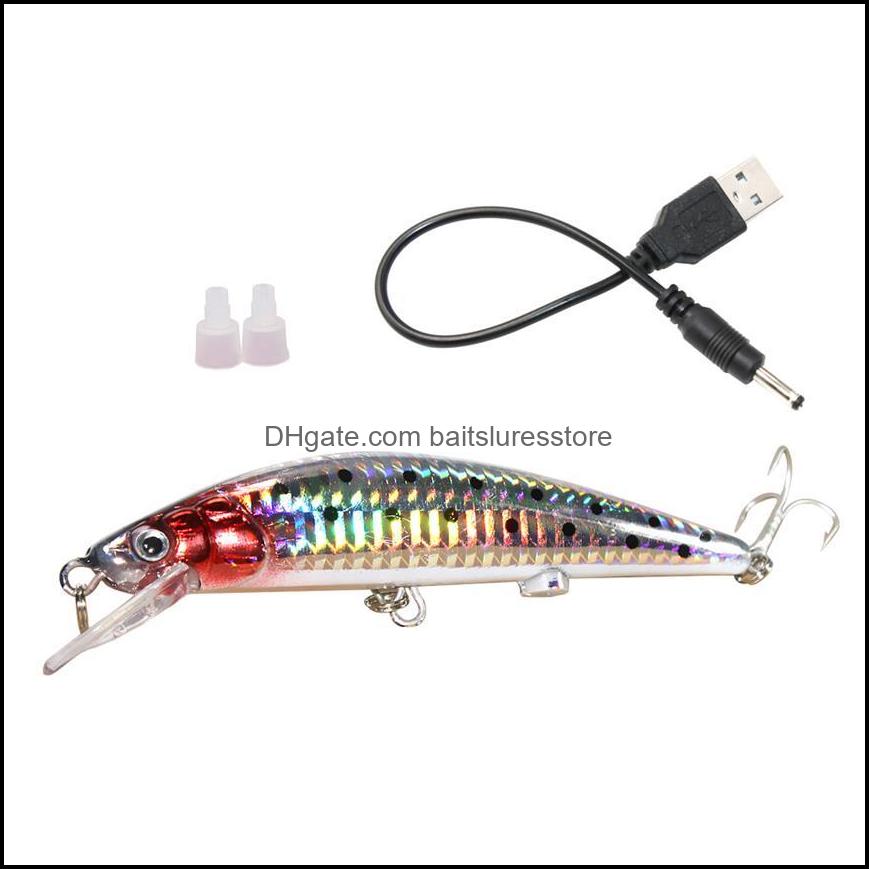 

Baits Lures Fishing Sports Outdoors Vibra-Strike Flash Lure Swimbait Rechargeable Usb Twitching Minnow Elect Dh90G
