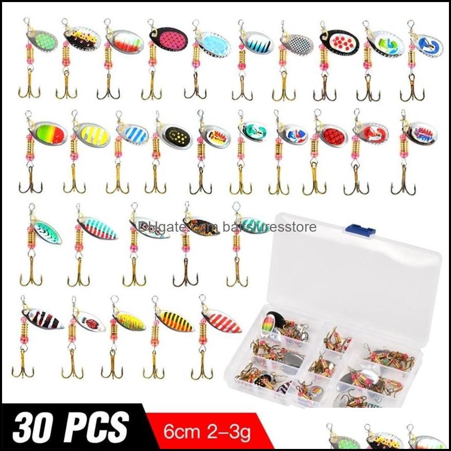 

Baits Lures Fishing Sports Outdoors 30Pcs Spinner Lure Set Wobblers For Pike Carp Bass Hard Bait Lake Sea Sequins Spoon Ar Dheny