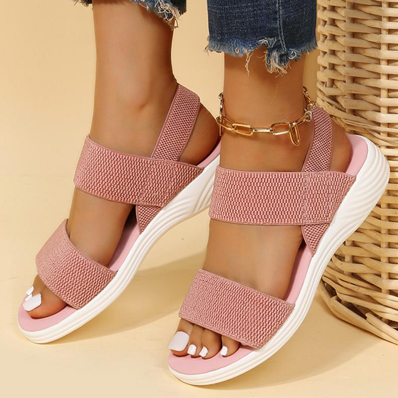 

Dress Shoes Lucyever Plus Size 43 Women's Sandals Summer 2022 Comfort Knit Mesh Platform Woman Non Slip Beach Wedge FemaleDress, Pink