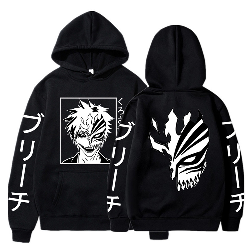 

Anime Bleach Kurosaki Ichigo Hoodie Boy/girls Sweatshirts Japanese Streetwears Men Women Crewneck Pullovers Anime Clothes 220811, Black