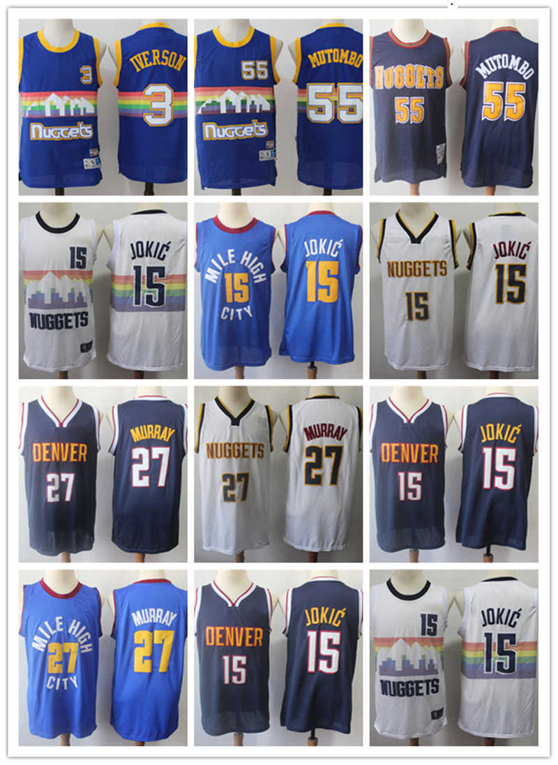 

Denver''Nuggets''MEN Jersey Dikembe 55 Mutombo Allen''3''Iverson Nikola 15 JOKIC''Jamal 27 Murray Basketball Jerseys, Color