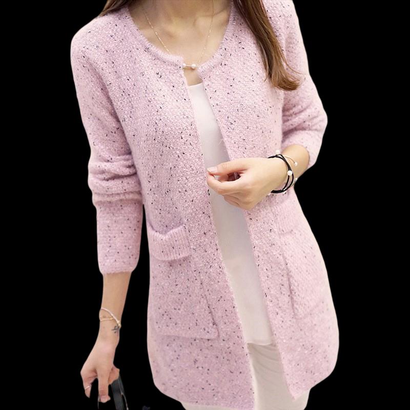 

Women's Knits & Tees Knitwear Women's Cardigan Long Spring And Autumn Sleeve Loose Korean Pocket Sweater CoatWomen's, Pink