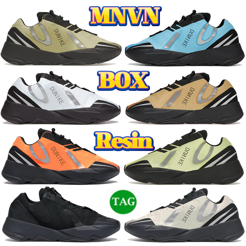 

GAI With box MNVN running shoes resin Honey Flux blue tint Bright Cyan bone Phosphor Triple Black Orange top quality men women designer sneakers sports trainers, Double box