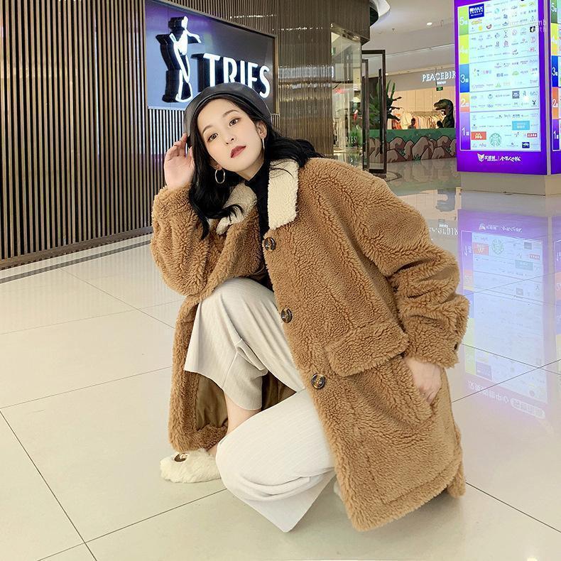 

Women's Jackets 2022Brown Lamb Wool Coat Versatile Fleece, Brown.