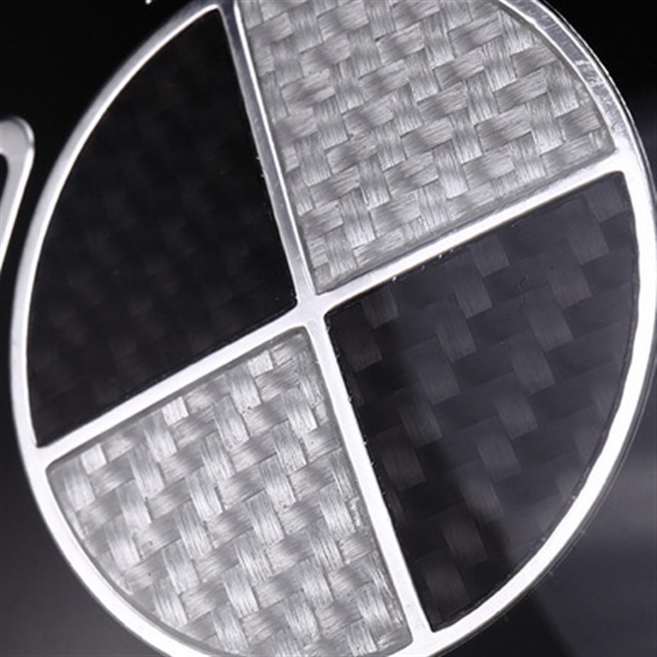 

High quality 3D Carbon Fiber Car Badge Black White Wheel Hub Cap Front Rear Emblem Steering Wheel Badges 45mm 68mm 73mm 82mm281e