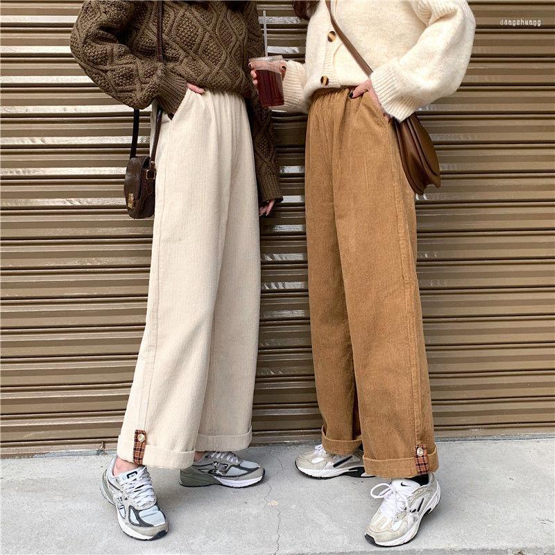

Women' Pants & Capris JMPRS Brown Corduroy Thick Wide Leg Women Korean Fashion Beige Trousers Female Oversize High Waist Winter 2022 Loose, Coffee thin