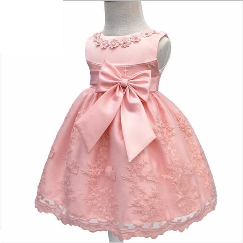 

Months 1st Birthday Baby Girl Party Dresses New Lace Beaded Flower Front Big Bow Princess Dress Pography Baby Girls Clothes314f, Pink