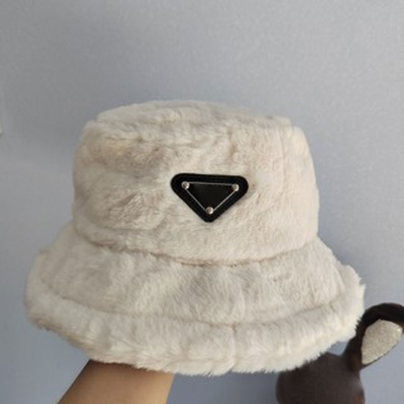 

Bucket Hats Fashion Furry Designer Dome Cap Winter Warm Hat Geometric Print Unisex Caps 4 Colors Optional, P2
