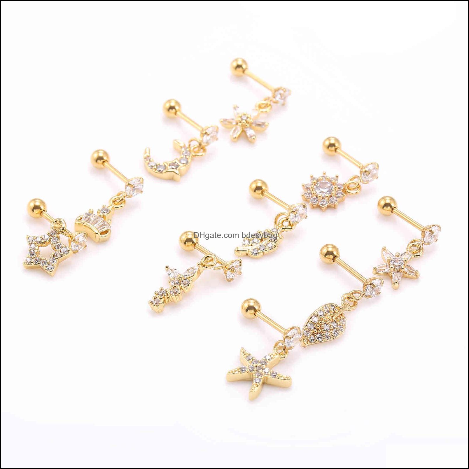 

Nose Rings Studs Body Jewelry 50Pcs Piercing - Cz Gems Earring Ear Helix Bar Lobe Thin Cartilage Tragus Diath R Dhyc4