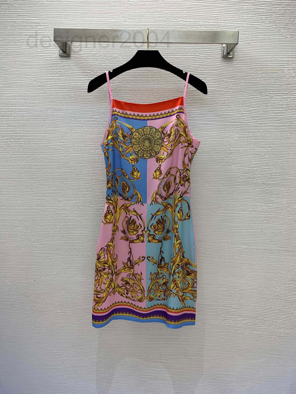 

Casual Dresses designer 2022 summer new golden print Medusa figure slim suspender dress 0K46, 2# packing bag