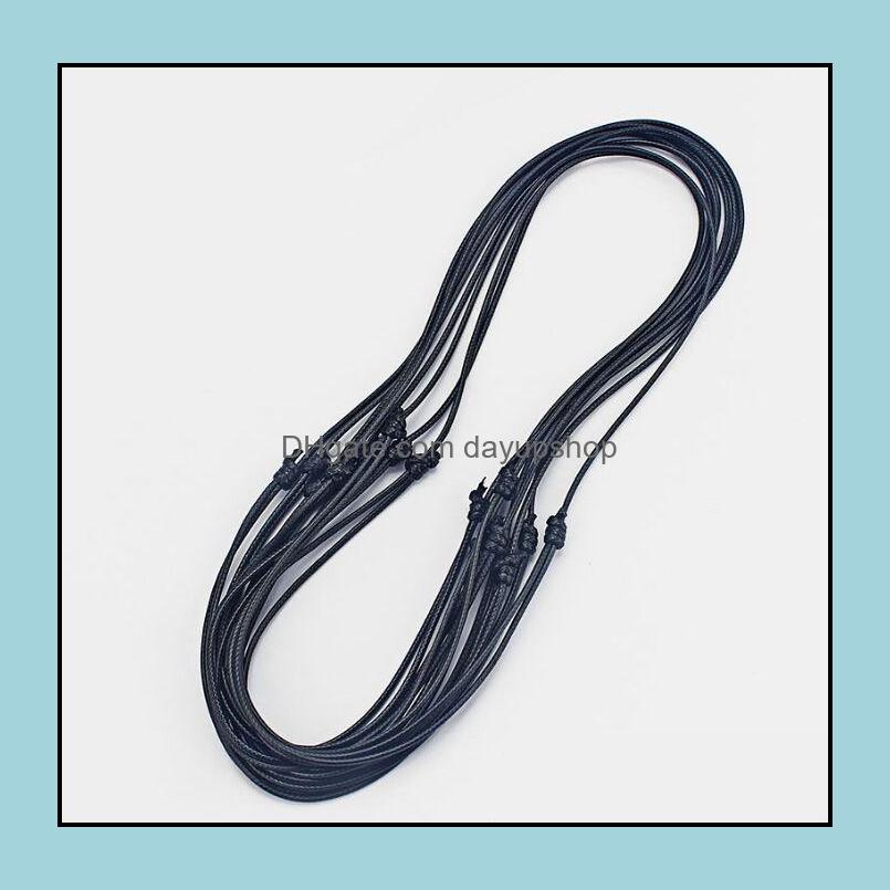 

Chains Necklaces Pendants Jewelry 20Pcs Diy Craft Gift Black Korean Wax Cord Leather Necklace Choker 18-27 Inch Adjustable Dh4Gs