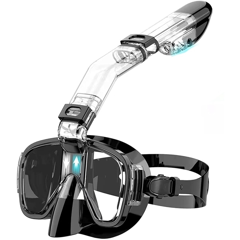 

Snorkel Mask Foldable Diving Mask Set With Dry Top System And Camera Mount AntiFog Professional Snorkeling Gear 220810