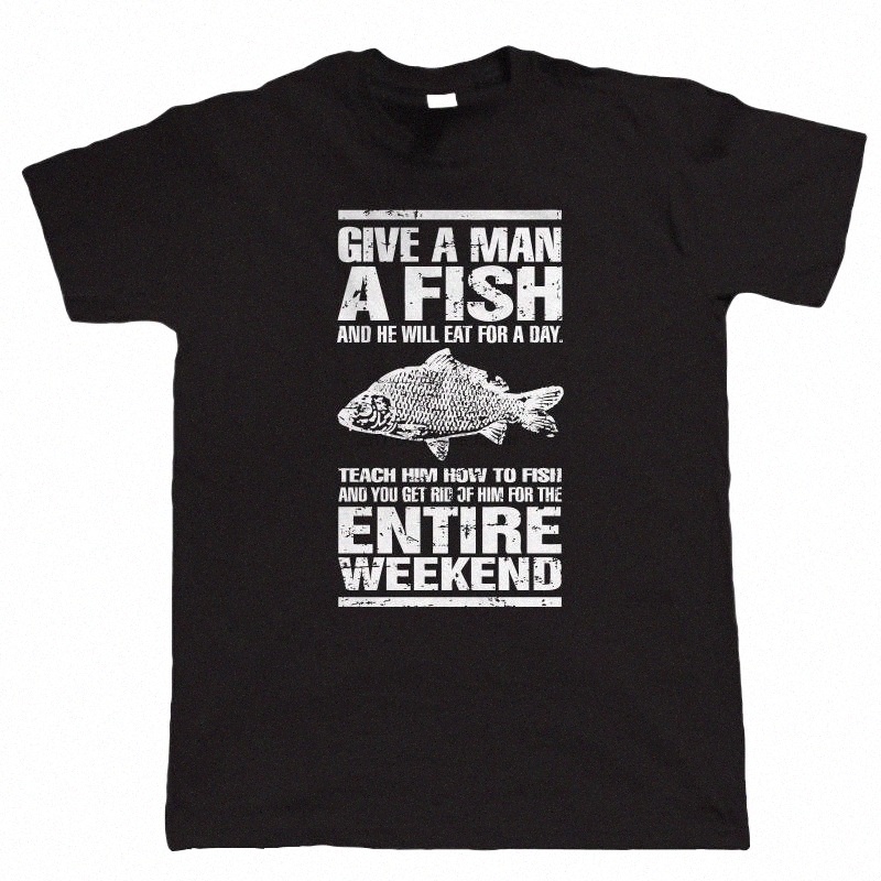 

men's T-Shirts 2021 Give A Man Fish Funny Carp T Shirt - Angling Gift For Dad Grandad Him Tee g9m1#, Gy