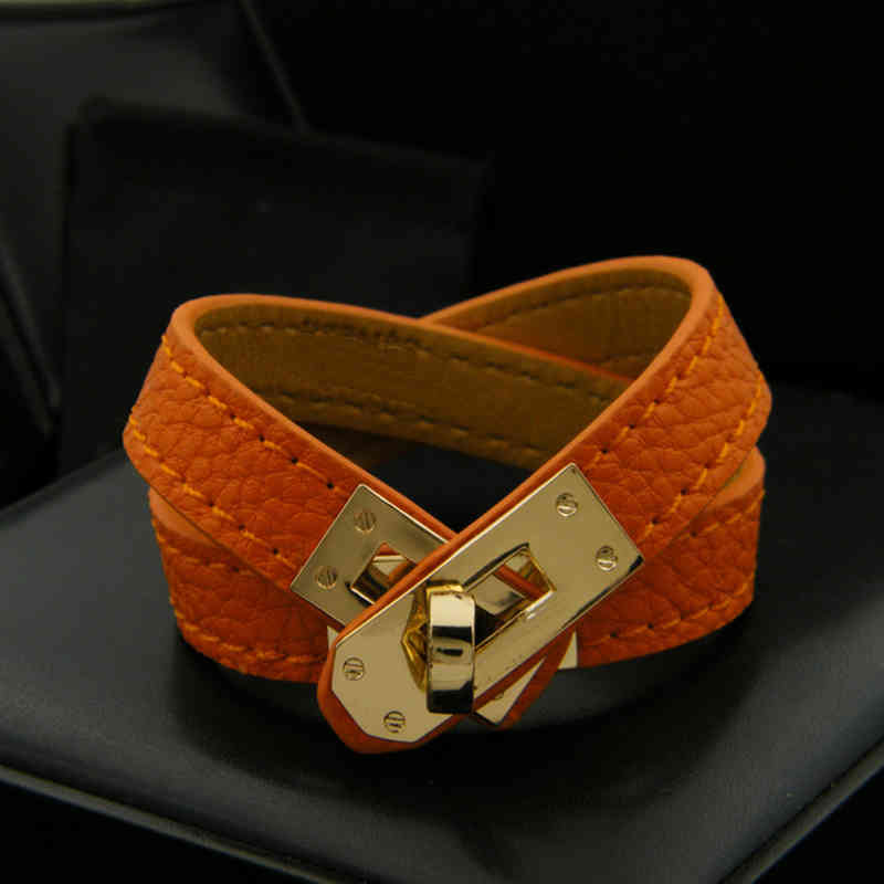 Designer High Quality Pu Leather Gold Color s Bangle for Women Fashion Luxury Multilayer Wrap Bracelet Female Jewelry