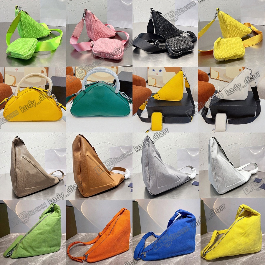 

oversize Canvas Triangle bag Leather Logo print Re-Nylon lining adjustable shoulder strap crossbody luxury Designers n1iF#