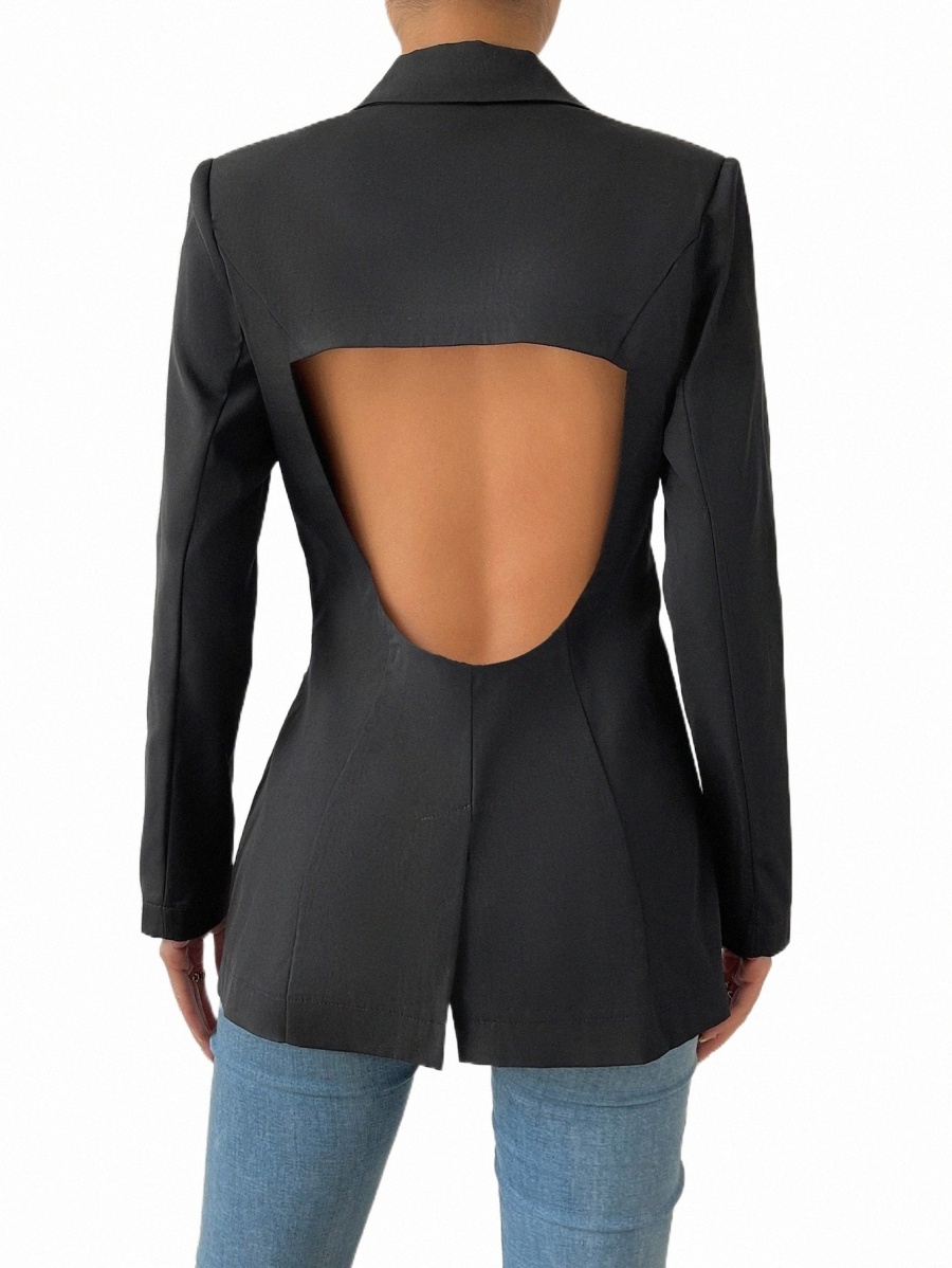 

cut Out Back Single Breasted Blazer 17KO#, Black
