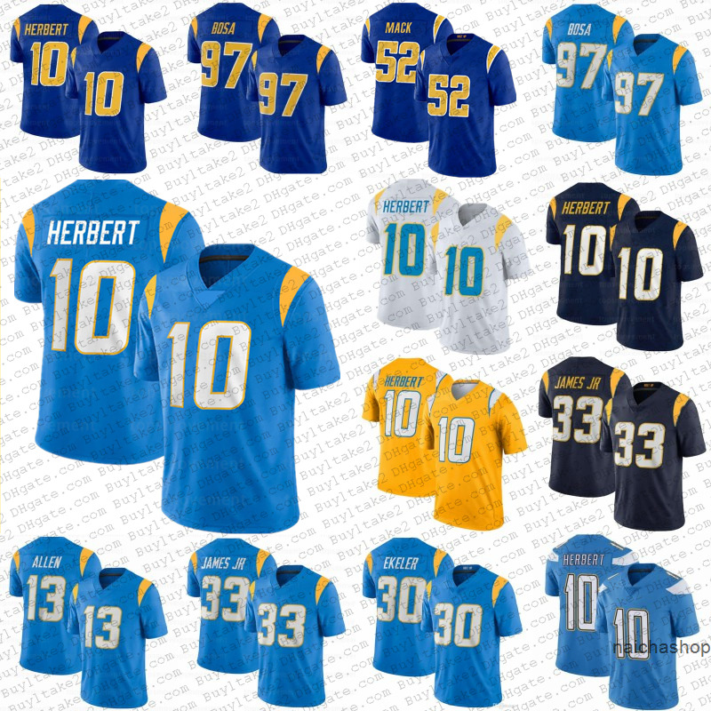 

52 Khalil Mack 10 Justin Herbert Derwin James Jr Los''Angeles''Chargers''Jerseys 97 Joey Bosa 13 Keenan Allen''nfl''Jersey, Mens
