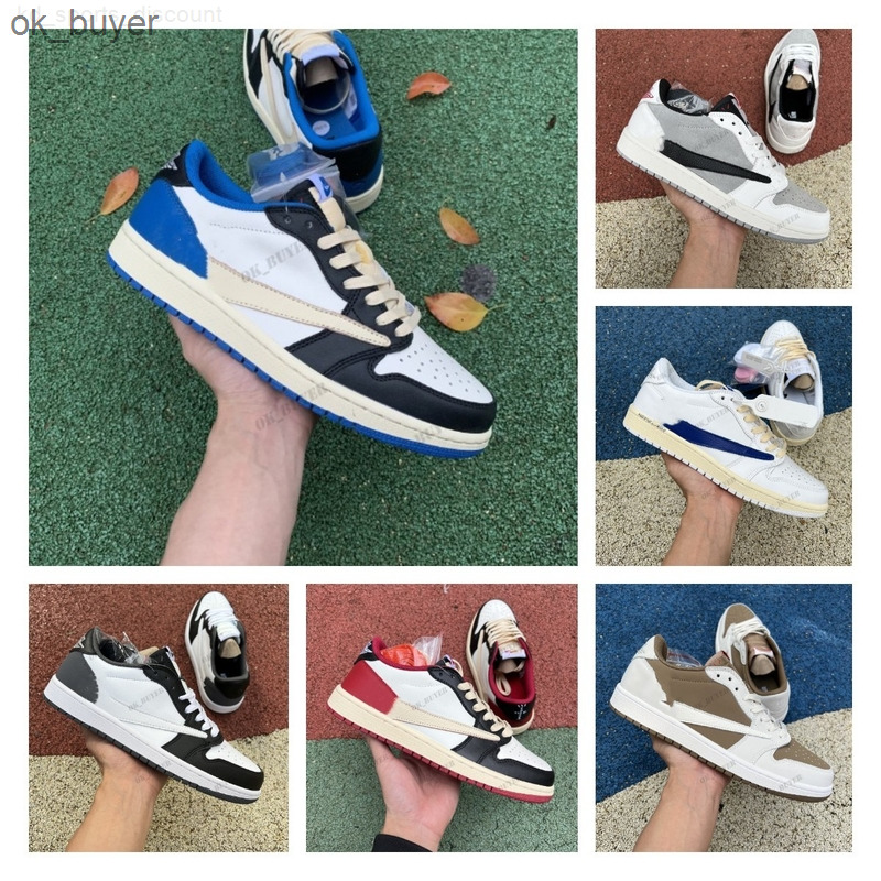 

Authentic Travis Scotts design 1 High OG TS SP Man Low Shoes Military Blue 1S Sail Black Shy Pink Woman Outdoor Sneakers Without box us13