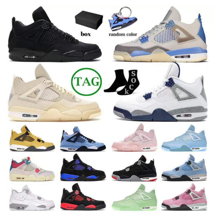 

2022 Mens 4 4s Basketball Shoes University Blue White Oreo Shimmer Red Thunder Metallic Purple Black Cat Paris Bred Men Women Sneakers Trainers, 39