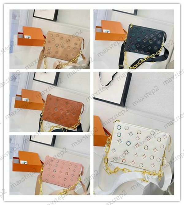 

COUSSIN PM POCHETTE Navy Blue Womens Designer Shoulder Bag Puffy Leather Monograms Clutch Bag Fall Winter 22ss Handbag CrossBody Chains Canvas Strap M21353 M21209