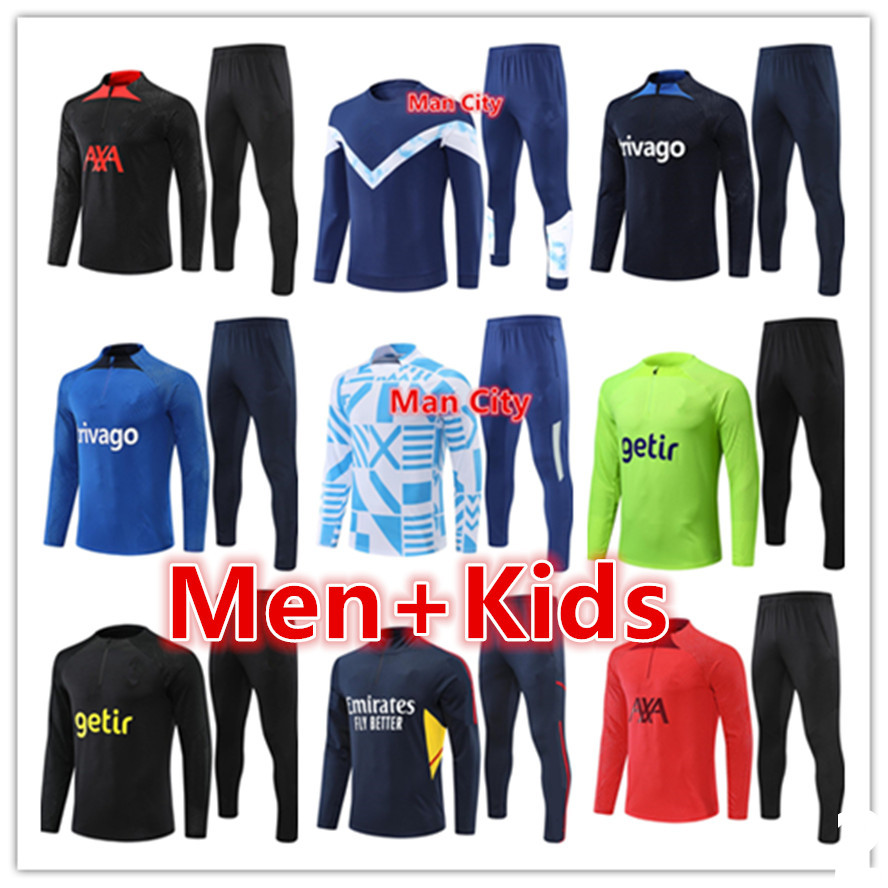

mens kids football tracksuits sets training suit jerseys jacket 2022 2023 men soccer tracksuit jogging kit chandal futbol survetement foot set, 12