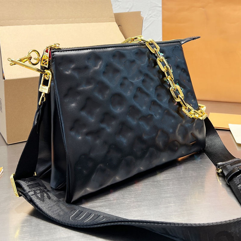 

Crossbody Chains Lady Shoulder crossbody Bags Handbags Women Shopping Multi-pocket Bag Coussin Handbag purse Genuine leather High quality Removable straps, Box