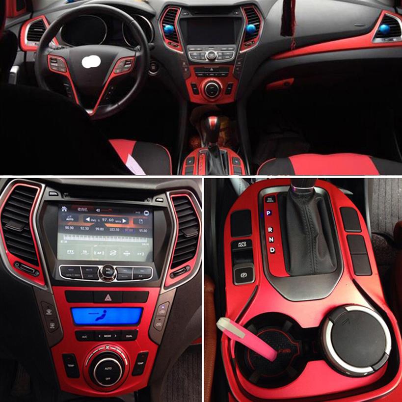 For Hyundai SantaFe IX45 2013-17 Interior Central Control Panel Door Handle 5D Carbon Fiber Stickers Decals Car styling Accessorie277u