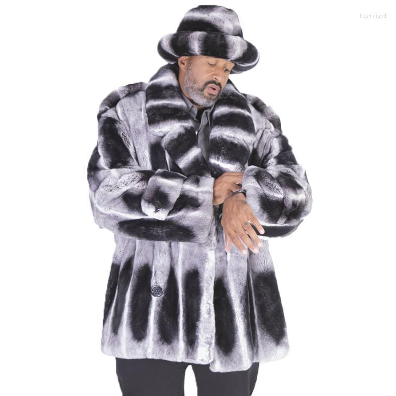 Vestes pour hommes Manteau de fourrure Veste d'hiver Mode Chinchilla Couleur Col rabattu Pardessus de haute qualité