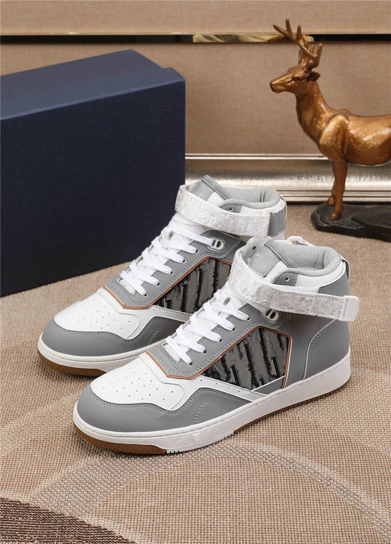 2022 Chaussures habillées de concepteur de luxe B27 Sneaker Mid-Top Gris et veau lisse blanc avec chaussure beige et noire avec OriginalGood