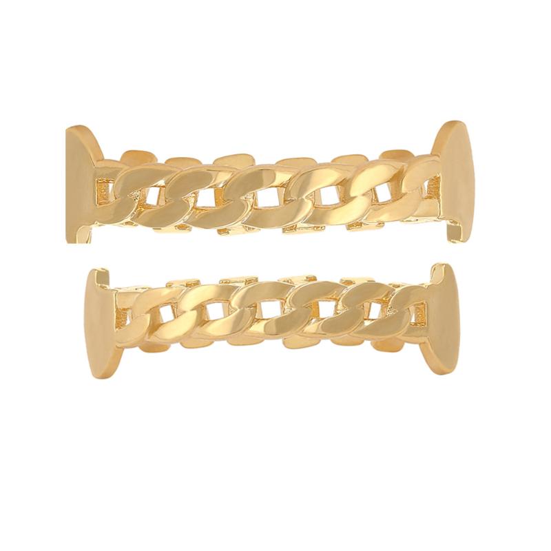

Other Hip Hop Gold Color Cuban Chain Teeth Grillz Top & Bottom Set Dental Grills For Men Rapper Jewelry Drop