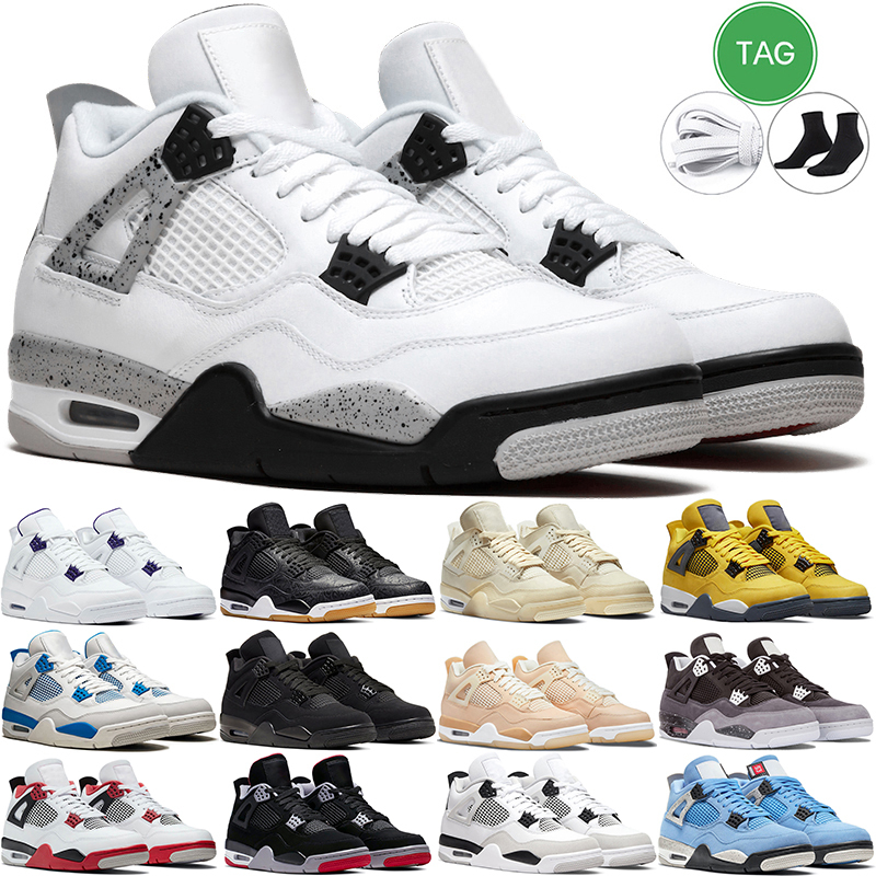 

4 4S retro Basketball Shoes Military Black Cat University Blue Sail White Oreo Royalty Red Thunder Bred Cement Motorsports Men Women sports, #5