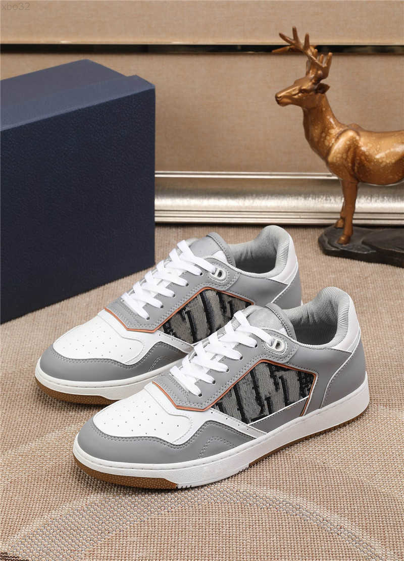 2022 Chaussures habillées de concepteur de luxe B27 Sneaker bas gris et veau lisse blanc avec chaussure beige et noire avec avion d'origine