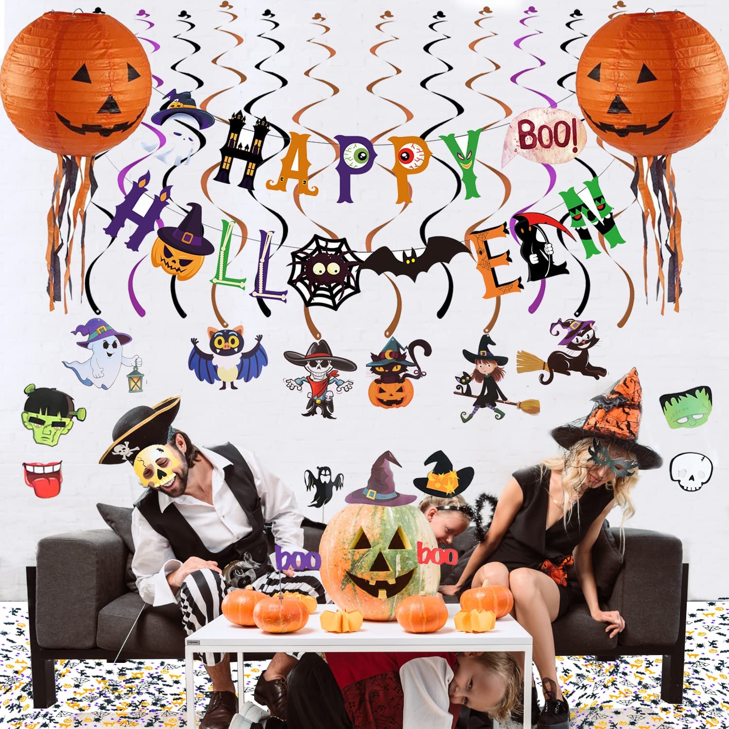 

Halloween Party Decorations Orange Black Mini Plastic Halloween Decor for Kid