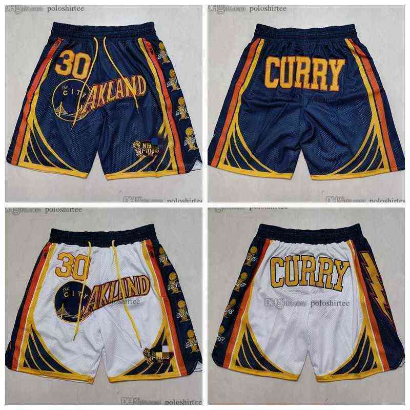 Golden''State''Warriors''Men Curry Basketball Shorts White Black Retro JUST DON Champion full embroidered pocket Po-image-791028161