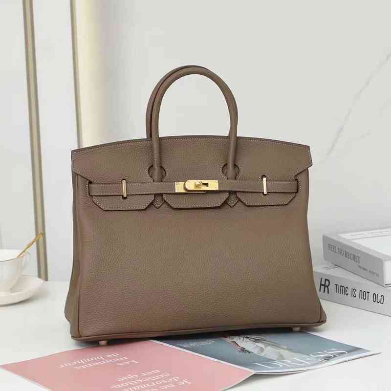 

Designer Bags Birkins Handbags Herme 2022 New h Family Luxury Customized Platinum Leather Womens 3035 Cowhide Portable Togo Wome, Big red large 35 gold buckle full cow