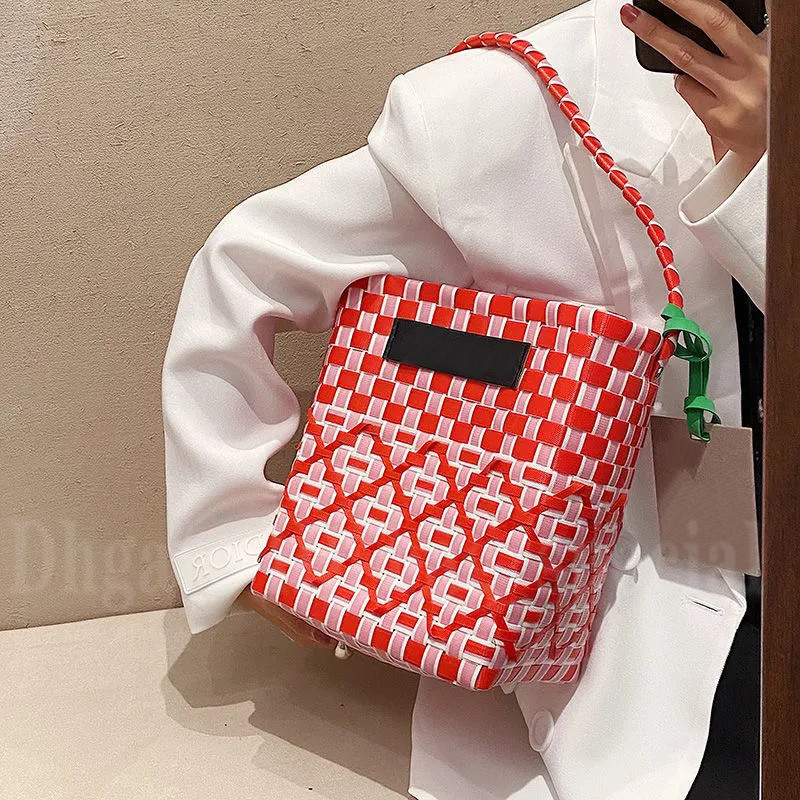 Sac fourre-tout tissé dames sac à main de créateur mode sac à bandoulière couleur contrastée grande capacité Vintage