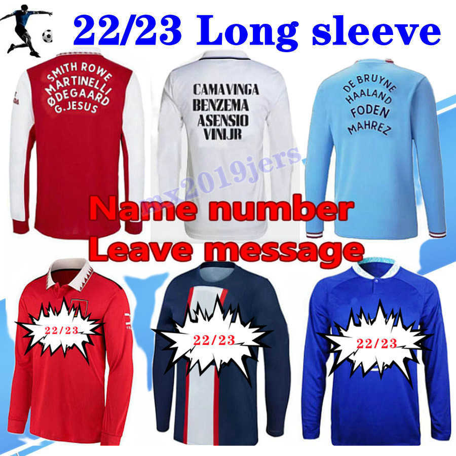 

2022 2023 HAALAND soccer jerseys long sleeves G.JESUS DARWIN luis diaz maillots Benzema ibrahimovic mahrez FODEN camesitas Mount Ziyech, 22-23 rm home short sleeve