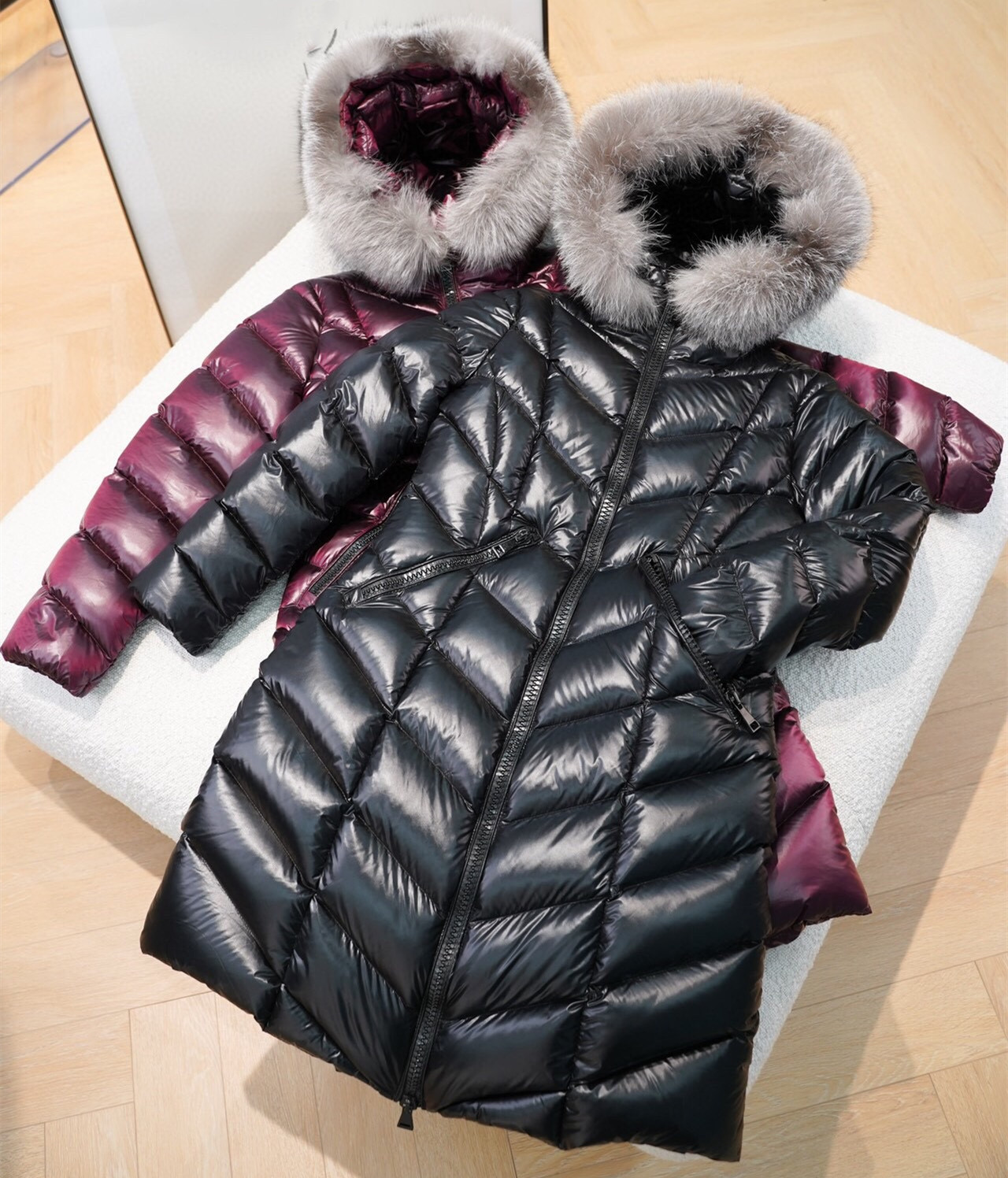 

Down Jacket Designer Women Long Winter Coat Fox Fur Puffer Parkas, Cloth dustbag
